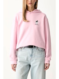 karl lagerfeld φουτερ hoodie ikon choupette oversized logo ροζ