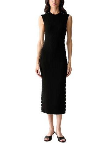 karl lagerfeld φορεμα midi stud detail ribbed slim fit logo