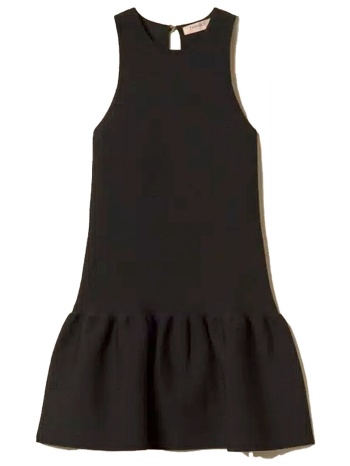 twinset φορεμα mini πλεκτο βολαν τελειωμα μαυρο