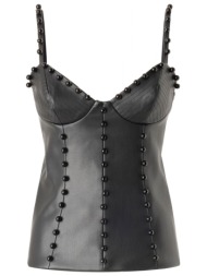 pinko τοπ bustier porsche tela spalmata washed touch μαυρο