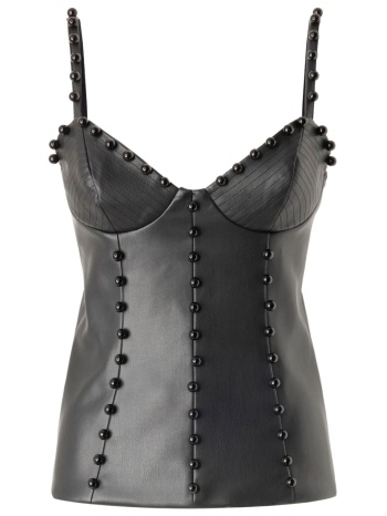 pinko τοπ bustier porsche tela spalmata washed touch μαυρο