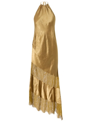pinko φορεμα midi forester dress ασσυμετρο μπεζ