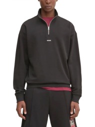 hugo φουτερ halfzip durty244 logo μαυρο