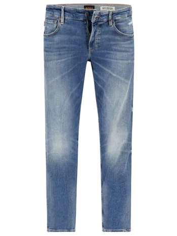 boss casual παντελονι jeans slim tapered onyx bo φθορες μπλε