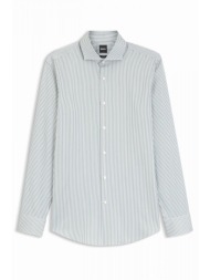 boss πουκαμισο ριγε slim fit easy iron h-hank-sp-c1-261 λευκο-χακι