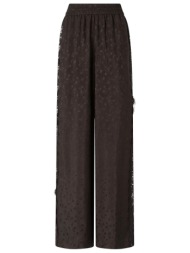 pinko παντελονι palazzo philesia trousers μικροσχεδιο δαντελα καφε