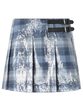 pinko φουστα mini gongora skirt παγετες καρο μπλε