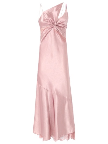 pinko φορεμα maxi ferrari dress drapage δαντελα ροζ