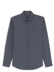 boss casual πουκαμισο καρω regular fit rickert_m μπλε