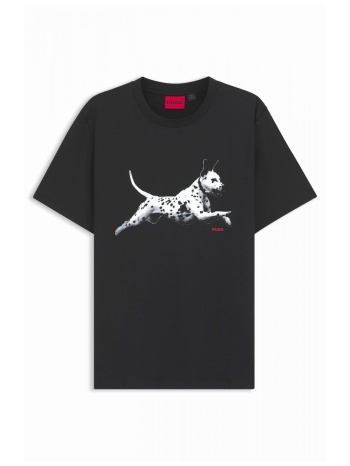 hugo t-shirt dirunn logo μαυρο