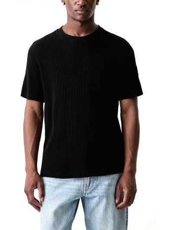karl lagerfeld jeans t-shirt regular fit ss waffle tee μαυρο