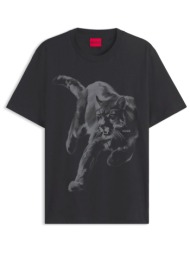 hugo t-shirt daffilo logo μαυρο