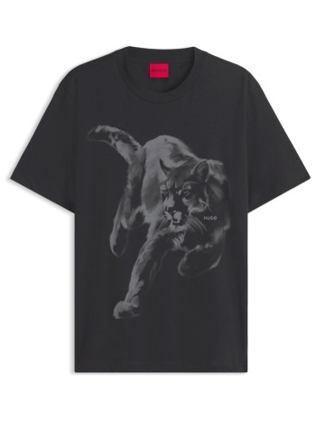 hugo t-shirt daffilo logo μαυρο