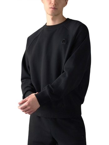 moose knuckles φουτερ crew neck logo μαυρο