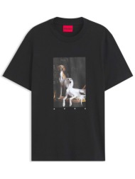 hugo t-shirt daffilo logo μαυρο