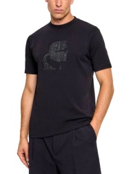 karl lagerfeld t-shirt crewneck logo μαυρο