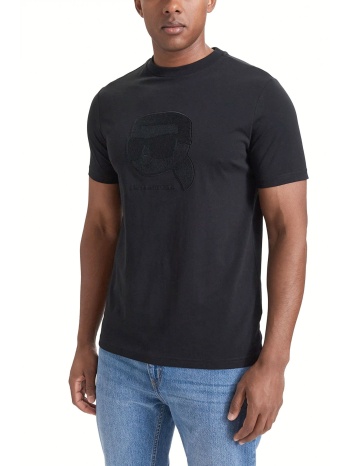 karl lagerfeld t-shirt crewneck logo μαυρο