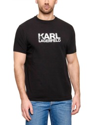karl lagerfeld t-shirt crew neck silver logo μαυρο