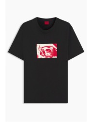 hugo t-shirt dirom logo μαυρο
