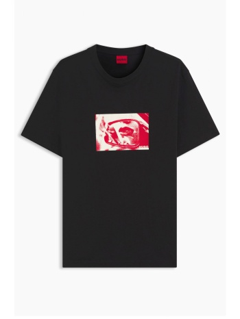 hugo t-shirt dirom logo μαυρο