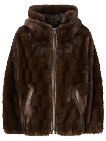 pinko γουνα cadetia cape καφε