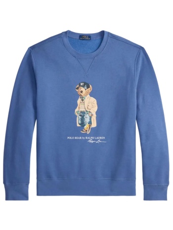 ralph lauren φουτερ crewneck logo bear sweatshirt γαλαζιο