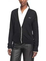karl lagerfeld ζακετα πλεκτο essential merino wool logo μαυρο