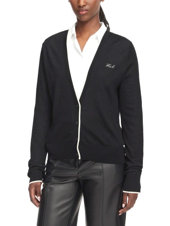 karl lagerfeld ζακετα πλεκτο essential merino wool logo
