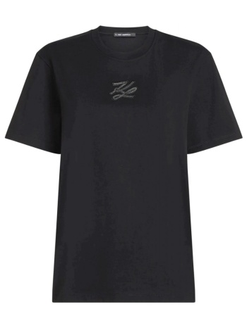karl lagerfeld t-shirt relaxed fit rhinestone autograph