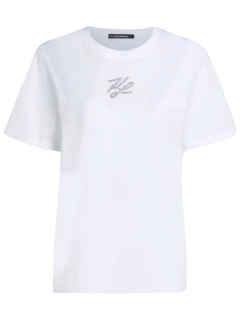 karl lagerfeld t-shirt relaxed fit rhinestone autograph