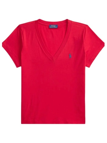 ralph lauren t-shirt v-neck classics logo κοκκινο