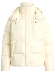 ralph lauren μπουφαν φουσκωτο classics κρυφα κουμπια αποσπωμενη κουκουλα εκρου