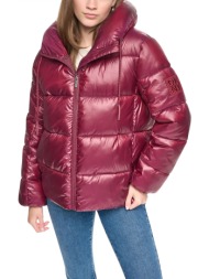 dkny μπουφαν καπιτονε water resistant με ορθιο γιακα τσεπες μπορντω