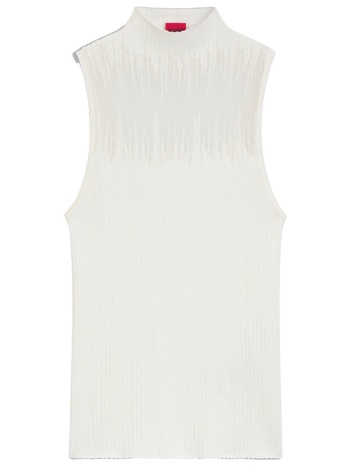 hugo top πλεκτο ribbed sieffy λουπετο logo εκρου