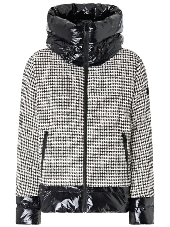 pinko μπουφαν gynura quilted jacket καρο ασπρο/μαυρο