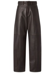 pinko παντελονι faux leather papavero trousers καφε
