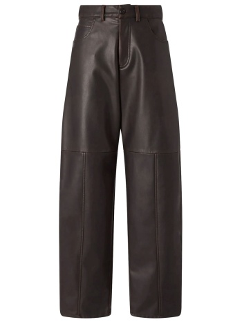 pinko παντελονι faux leather papavero trousers καφε