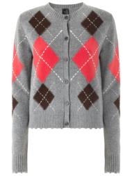 pinko πλεκτο ζακετα cardiff cardigan γκρι ρομβος κοκκινο μαυρο