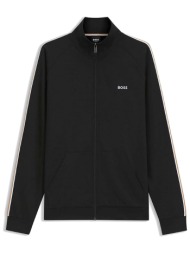 boss homewear φουτερ fullzip iconic jacket zip μαυρο