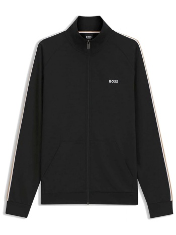boss homewear φουτερ fullzip iconic jacket zip μαυρο