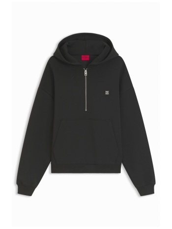 hugo φουτερ hoodie dabinohood halfzip logo μεταλλικο μαυρο