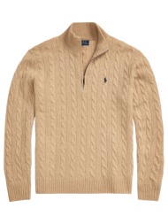 ralph lauren πλεκτο halfzip logo μπεζ