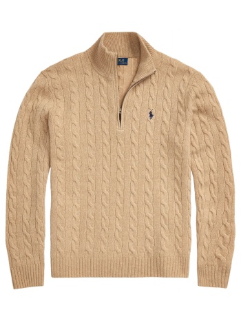 ralph lauren πλεκτο halfzip logo μπεζ