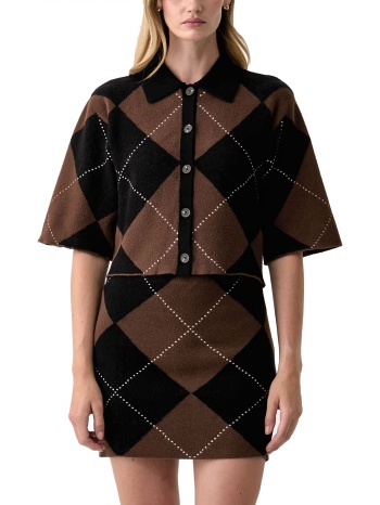 dkny polo πλεκτο κουμπια ρομβοι καφε-μαυρο