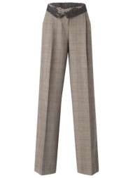 pinko παντελονι plumeria trousers καρο γκρι-μπορντω
