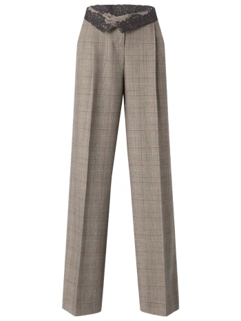 pinko παντελονι plumeria trousers καρο γκρι-μπορντω