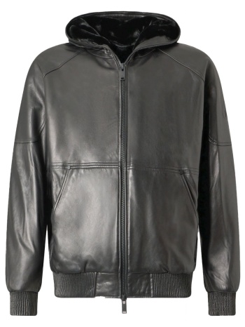 moose knuckles μπουφαν δερμα bomber hoodie leather bunny