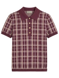 gant πουλοβερ checked knit rugger μπορντο μπεζ
