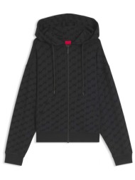 hugo φουτερ ziphood flokky_jacket all over logo μαυρο