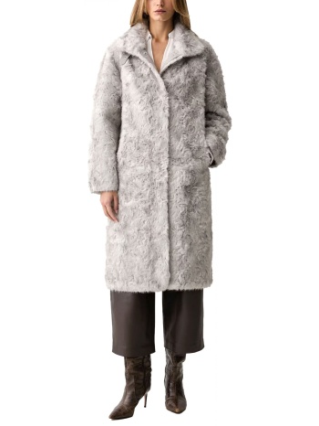 silvian heach γουνα faux fur dhar τσεπες ανοιχτο γκρι
